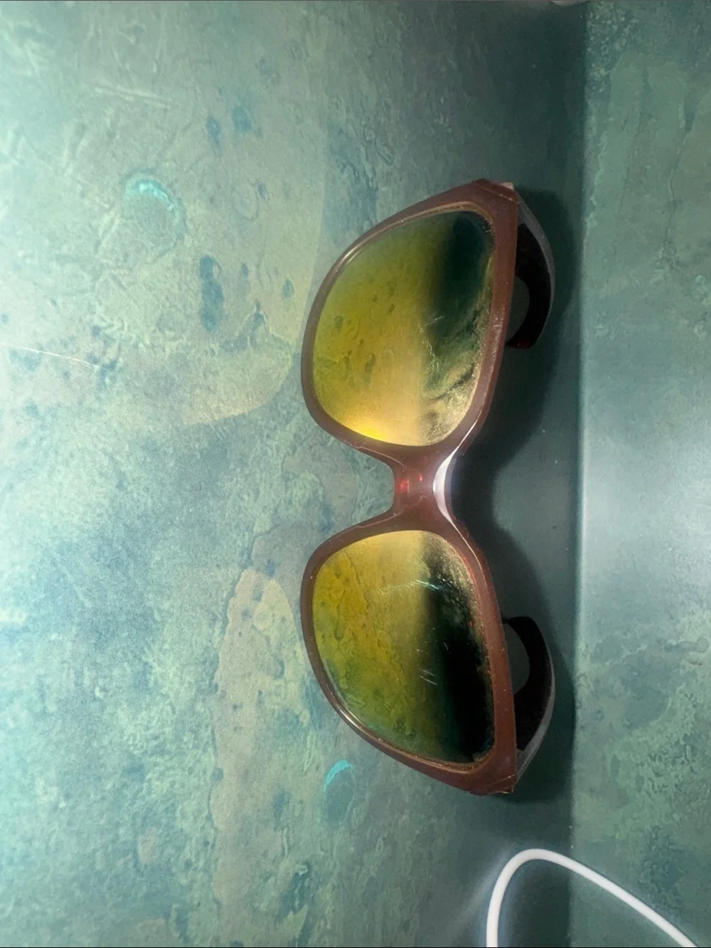Oakley Women's Wrap Sunglasses — Brown Frame with Green Mirrored Lenses